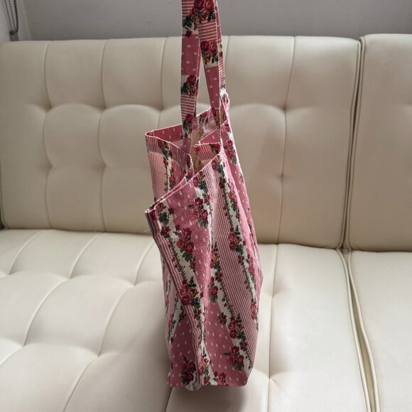Sézane limited edition English roses pink cottagecore floral striped tote NWOT - Picture 3 of 5